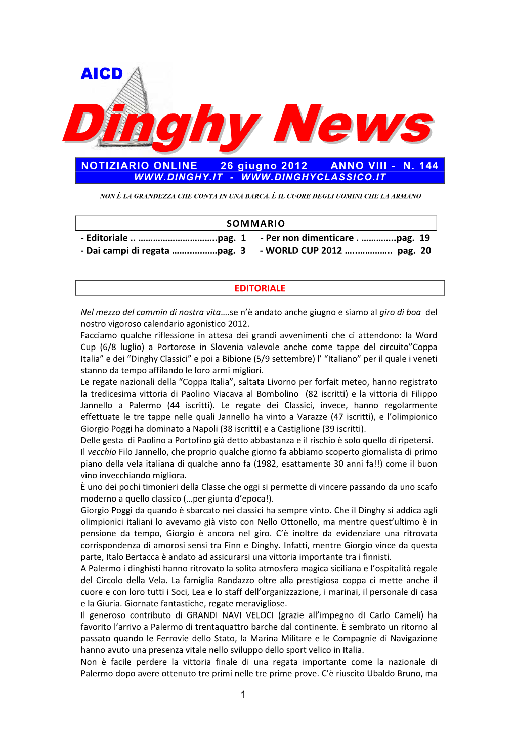 DINGHY NEWS N°