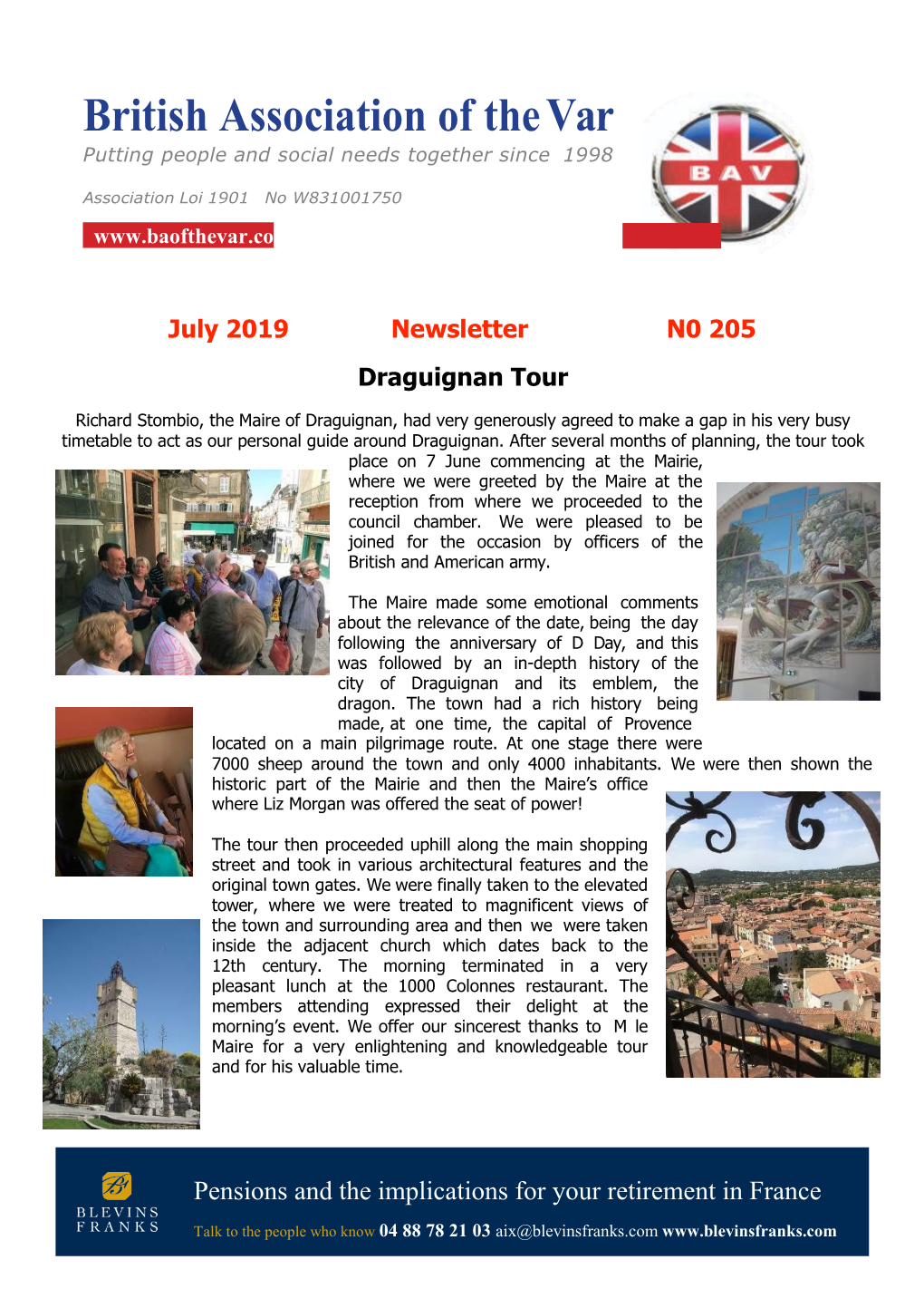 July 2019 Newsletter N0 205 Draguignan Tour