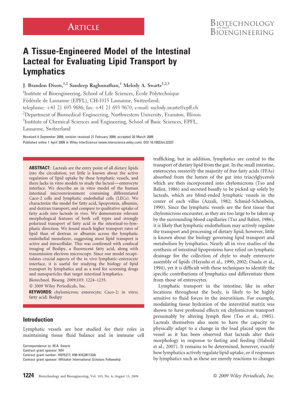 A Tissue-Engineered Model of the Intestinal Lacteal for Evaluating Lipid Transport by Lymphatics