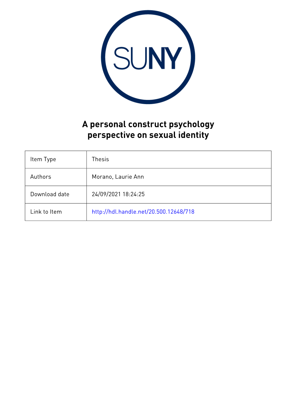 A Personal Construct Psychology Perspective on Sexual Identity