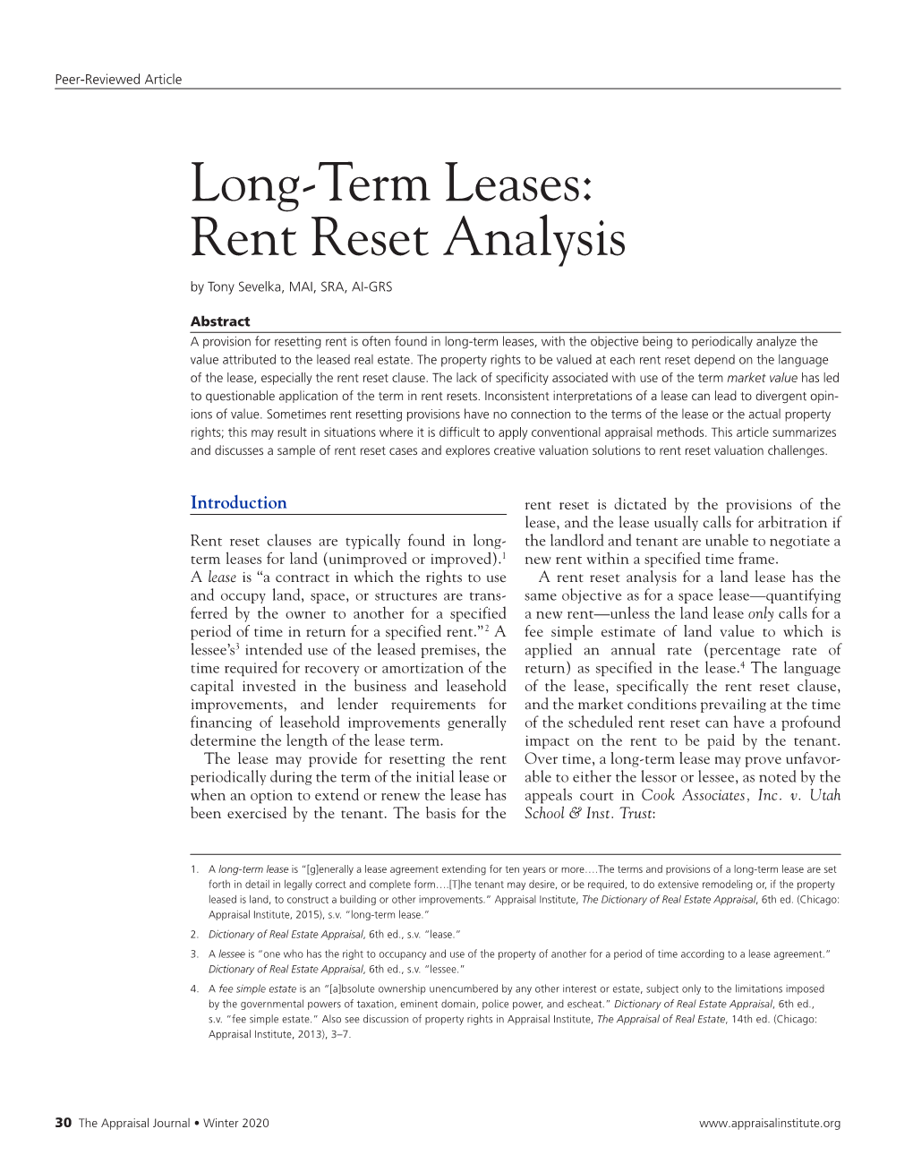 Long-Term Leases: Rent Reset Analysis