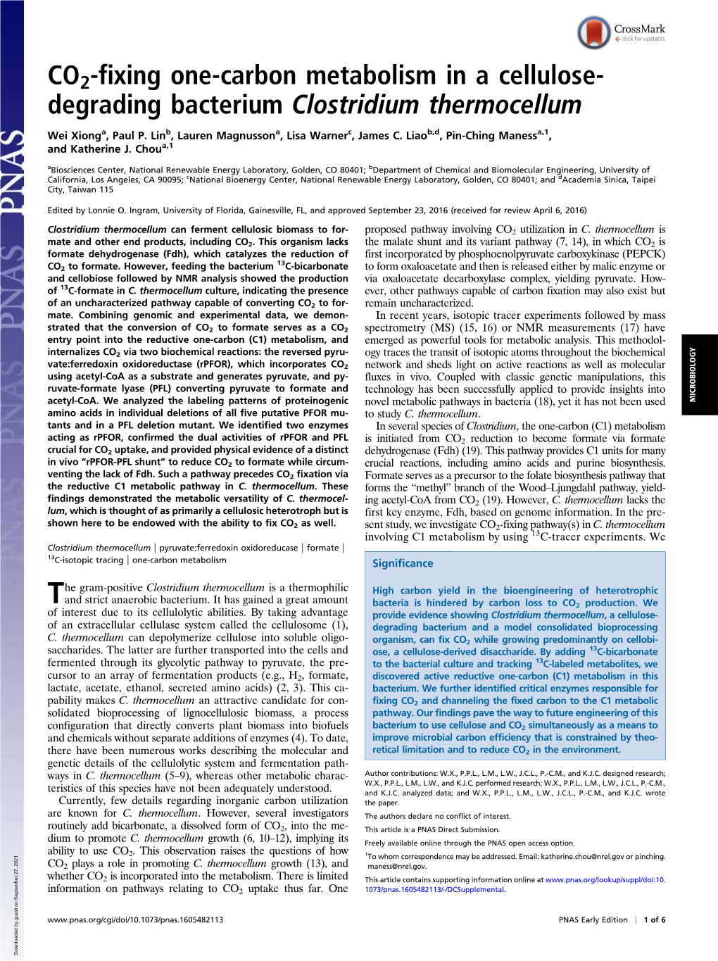 CO2-Fixing One-Carbon Metabolism in a Cellulose-Degrading Bacterium