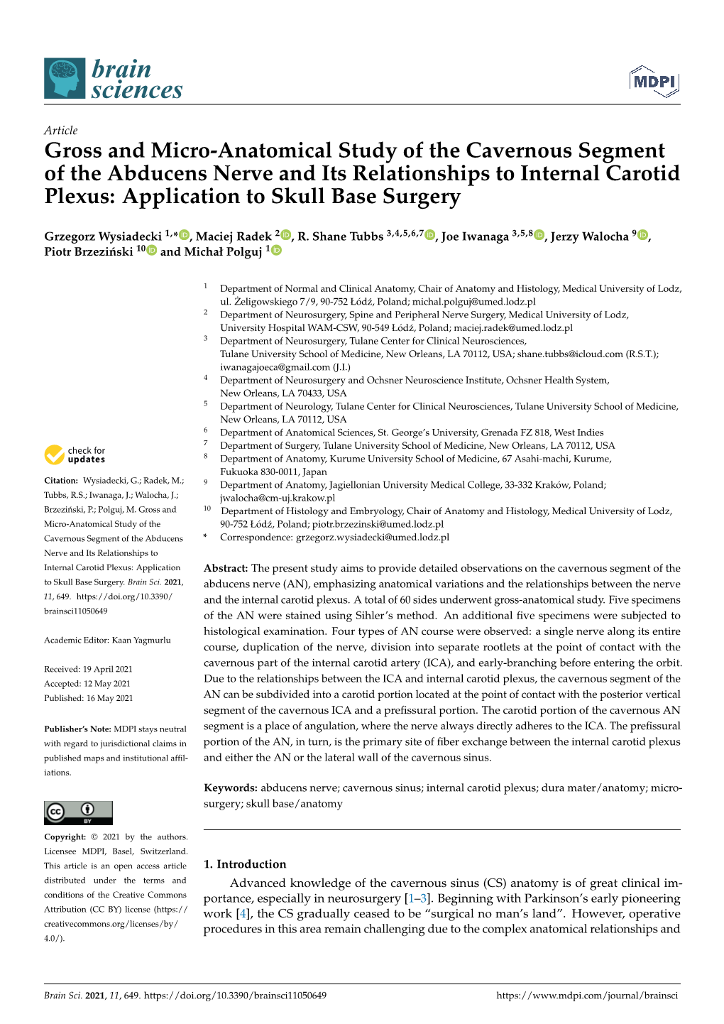 Gross and Micro-Anatomical Study of the Cavernous Segment of the Abducens Nerve and Its Relationships to Internal Carotid Plexus: Application to Skull Base Surgery