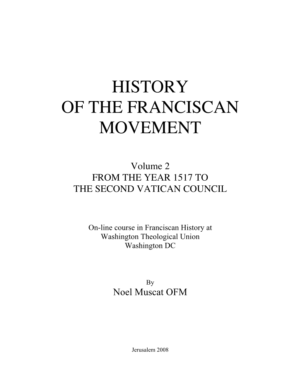 History of the Franciscan Movement