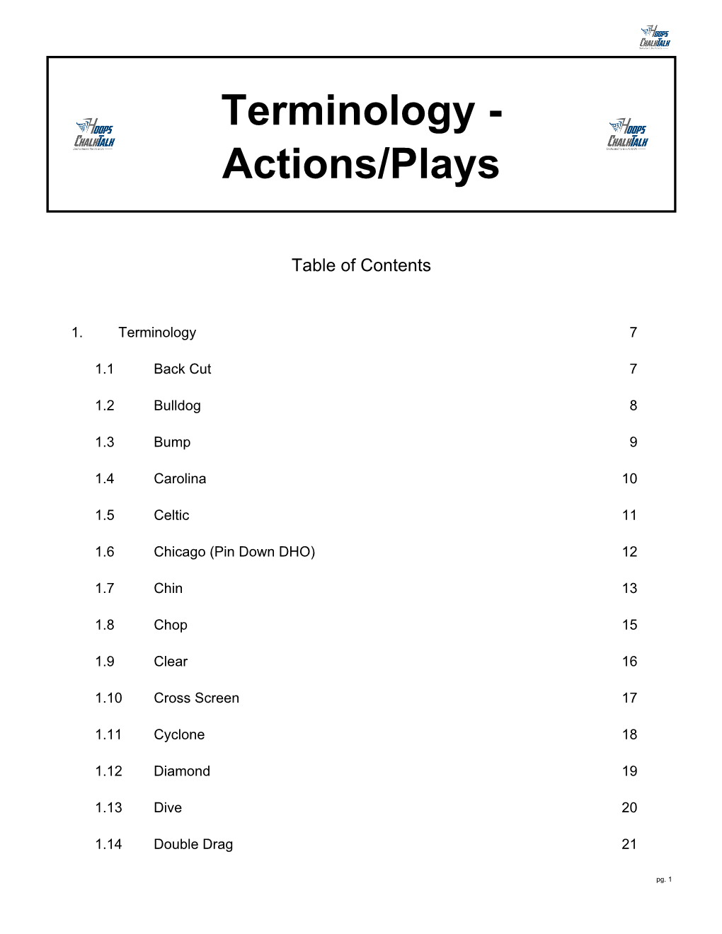 Terminology - Actions/Plays