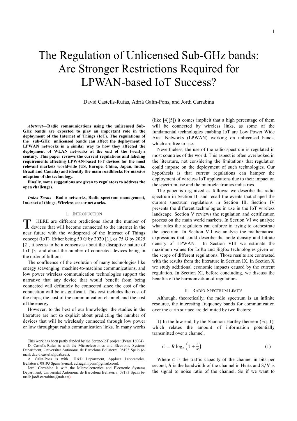 The Regulation of Unlicensed Sub-Ghz Bands: Are Stronger Restrictions Required for LPWAN-Based Iot Success?