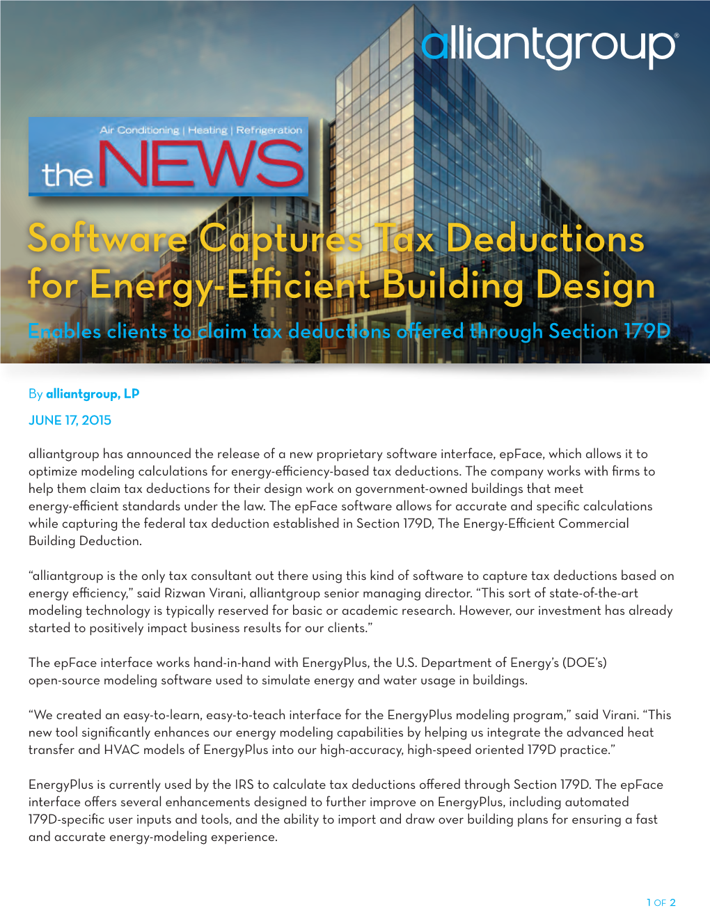 Software Captures Tax Deductions for Energy-Efficient Building Design
