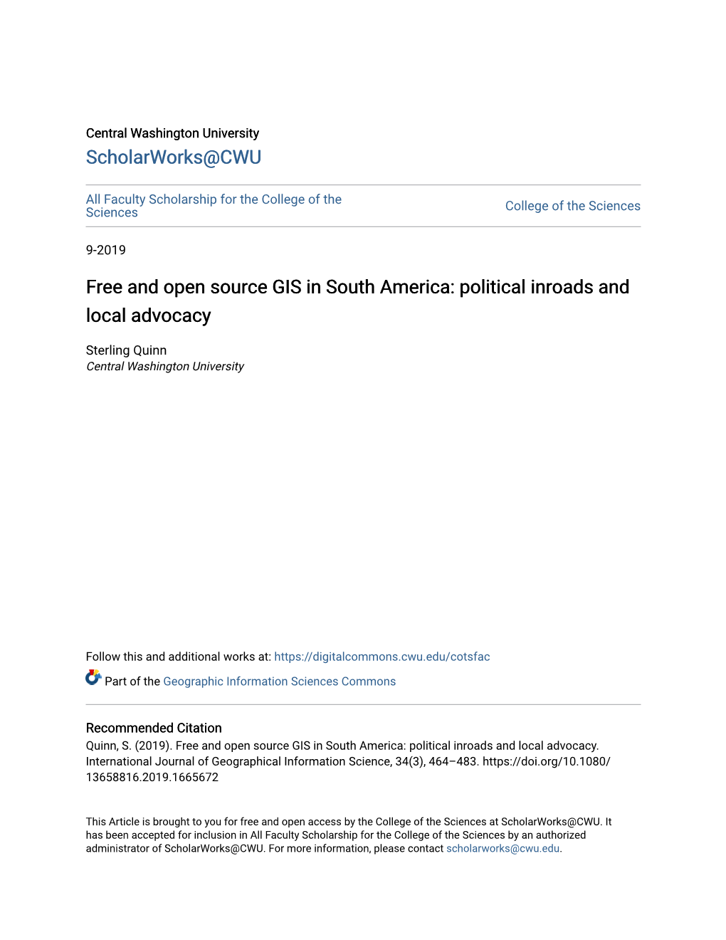 Free and Open Source GIS in South America: Political Inroads and Local Advocacy