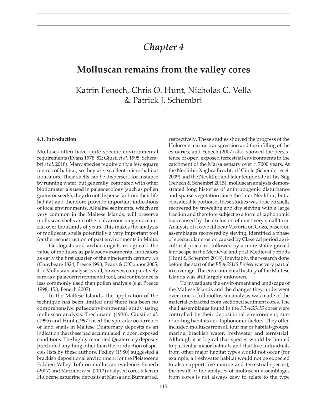 Chapter 4 Molluscan Remains from the Valley Cores