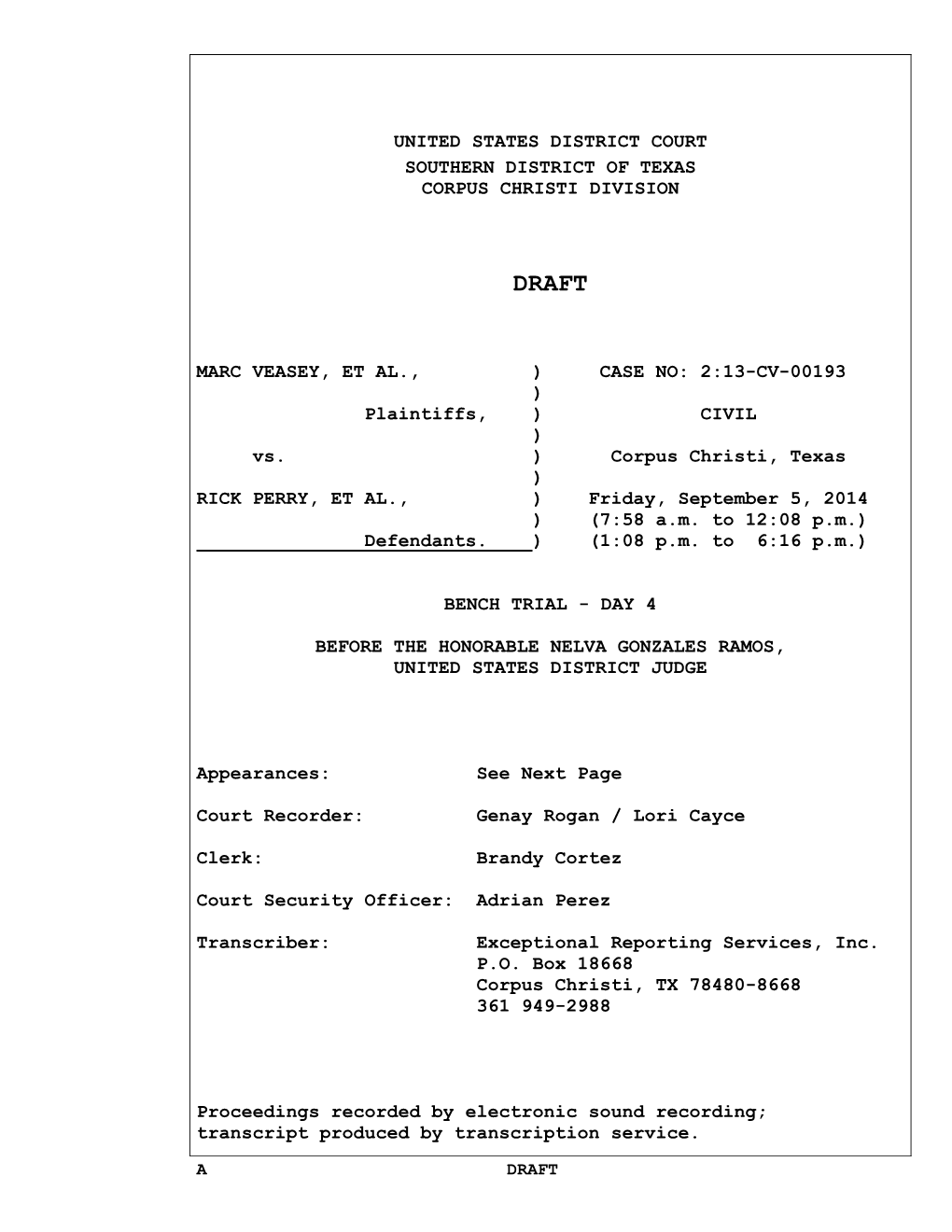 United States District Court Southern District of Texas Corpus Christi Division