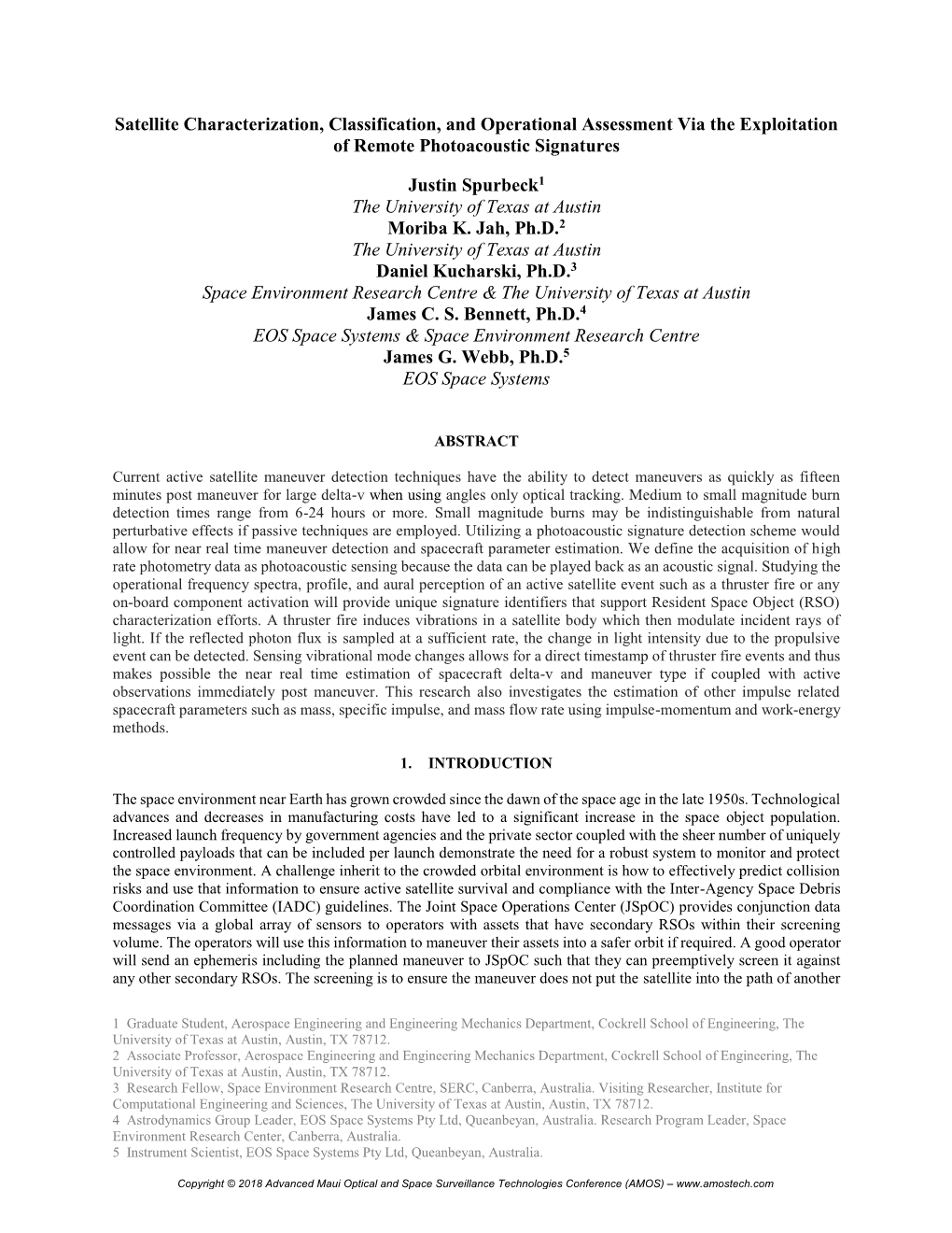 Satellite Characterization, Classification, and Operational Assessment Via the Exploitation of Remote Photoacoustic Signatures