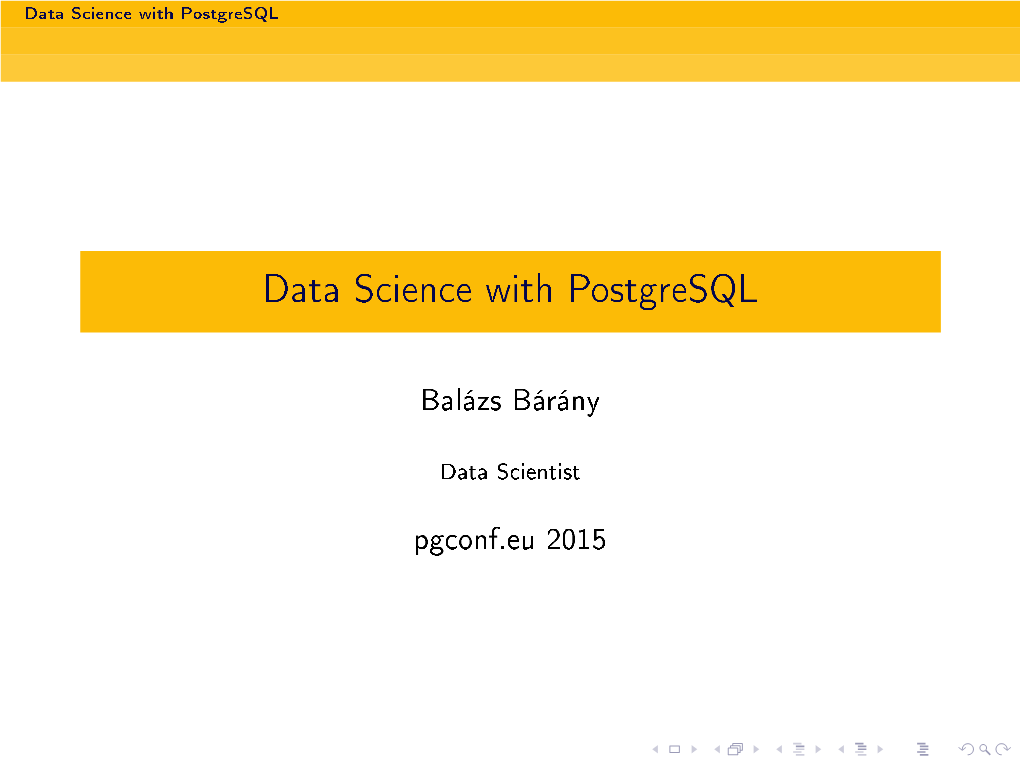 Data Science with Postgresql