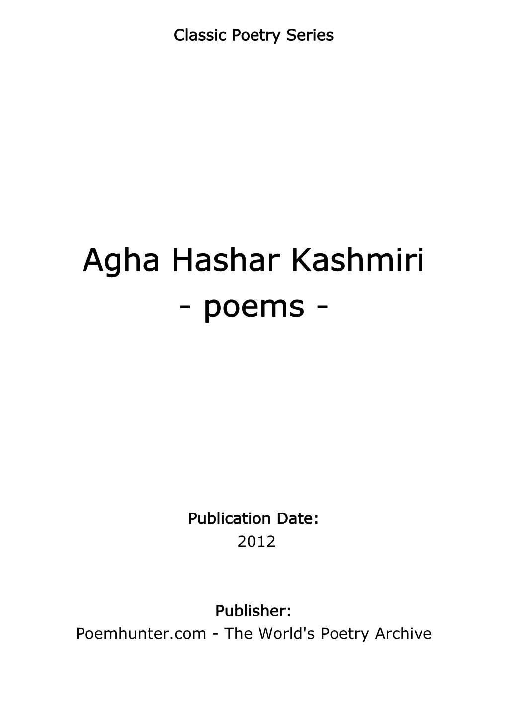 Agha Hashar Kashmiri - Poems