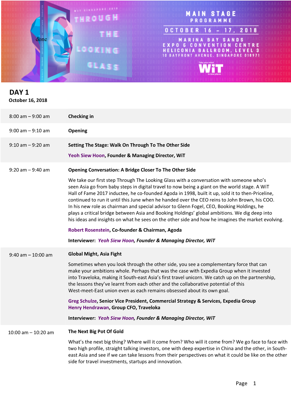 WORD Main Stage Programme WITSG18