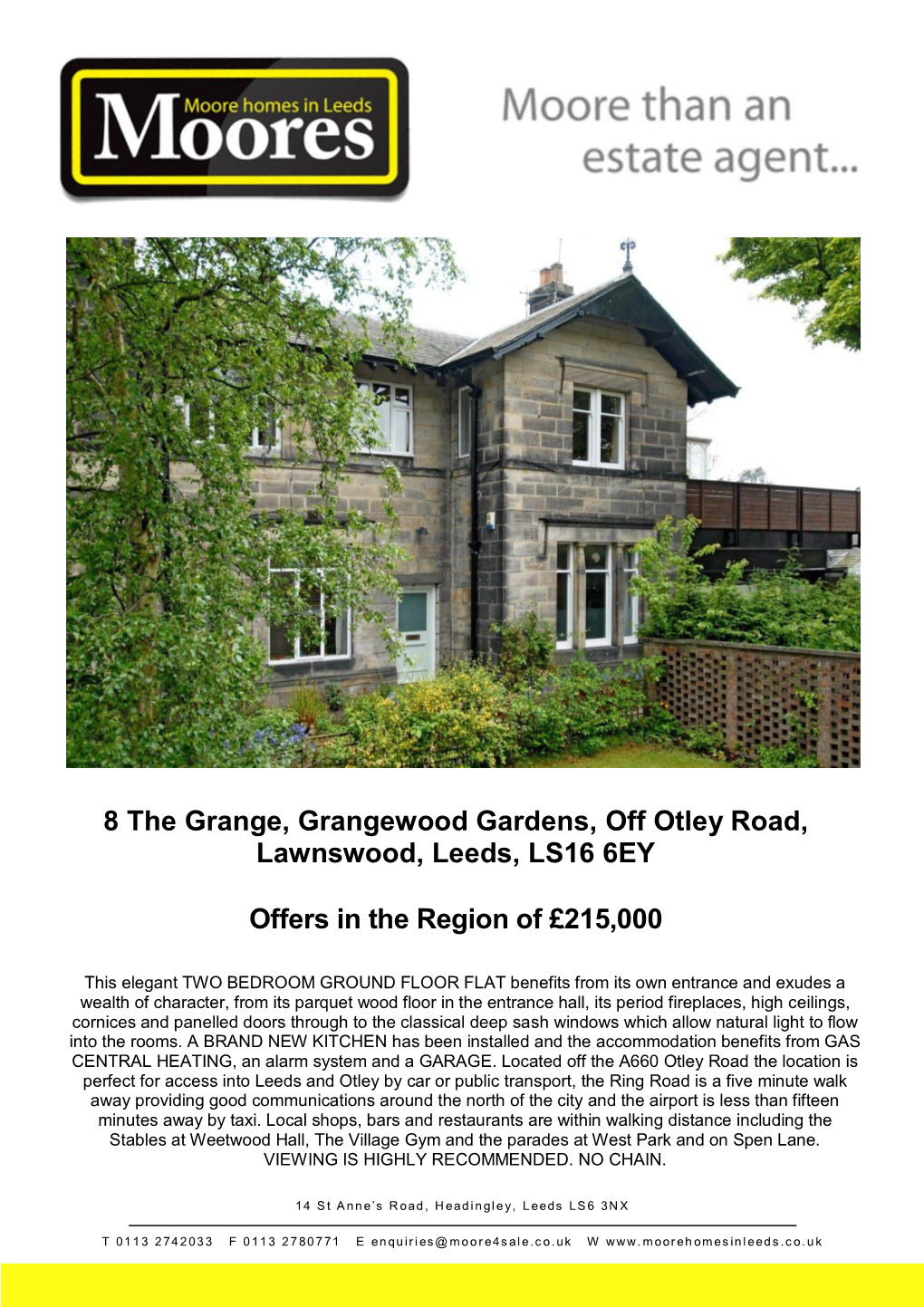 8 the Grange, Grangewood Gardens, Off Otley Road, Lawnswood, Leeds, LS16 6EY Offers in the Region of £215,000