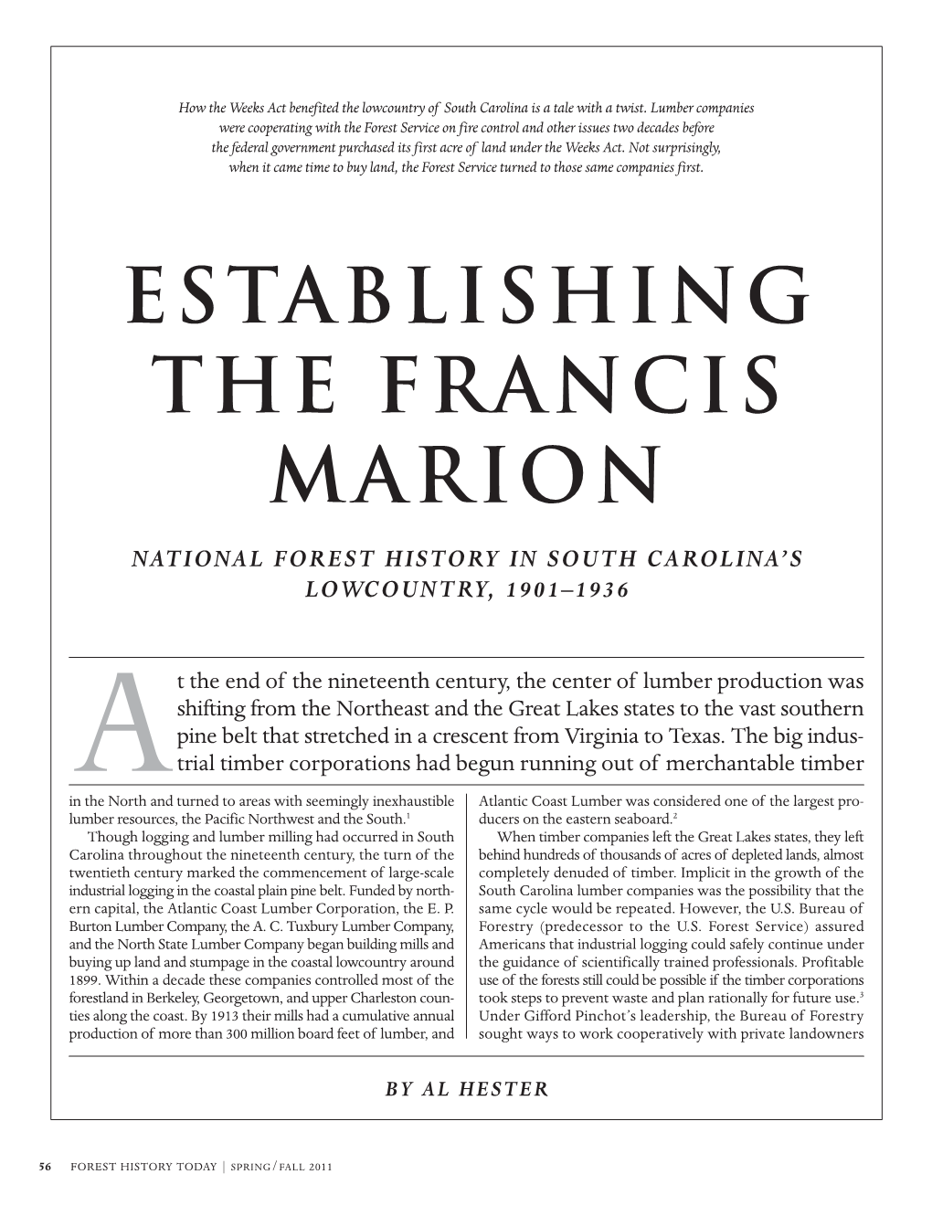 Establishing the Francis Marion
