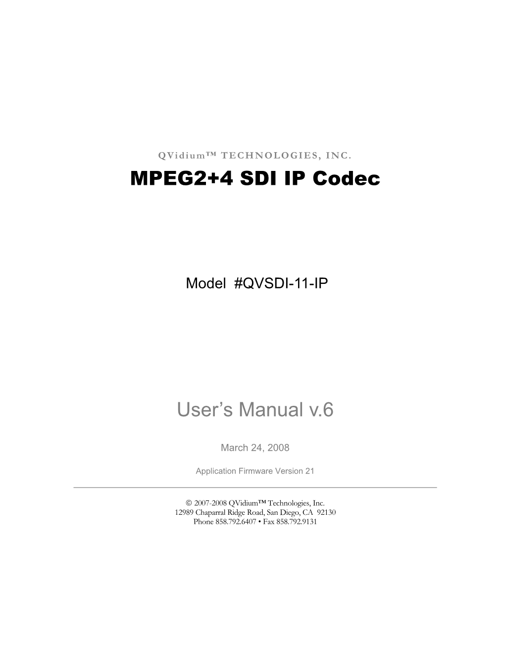 MPEG2+4 SDI Codec Manual-V6.Pdf