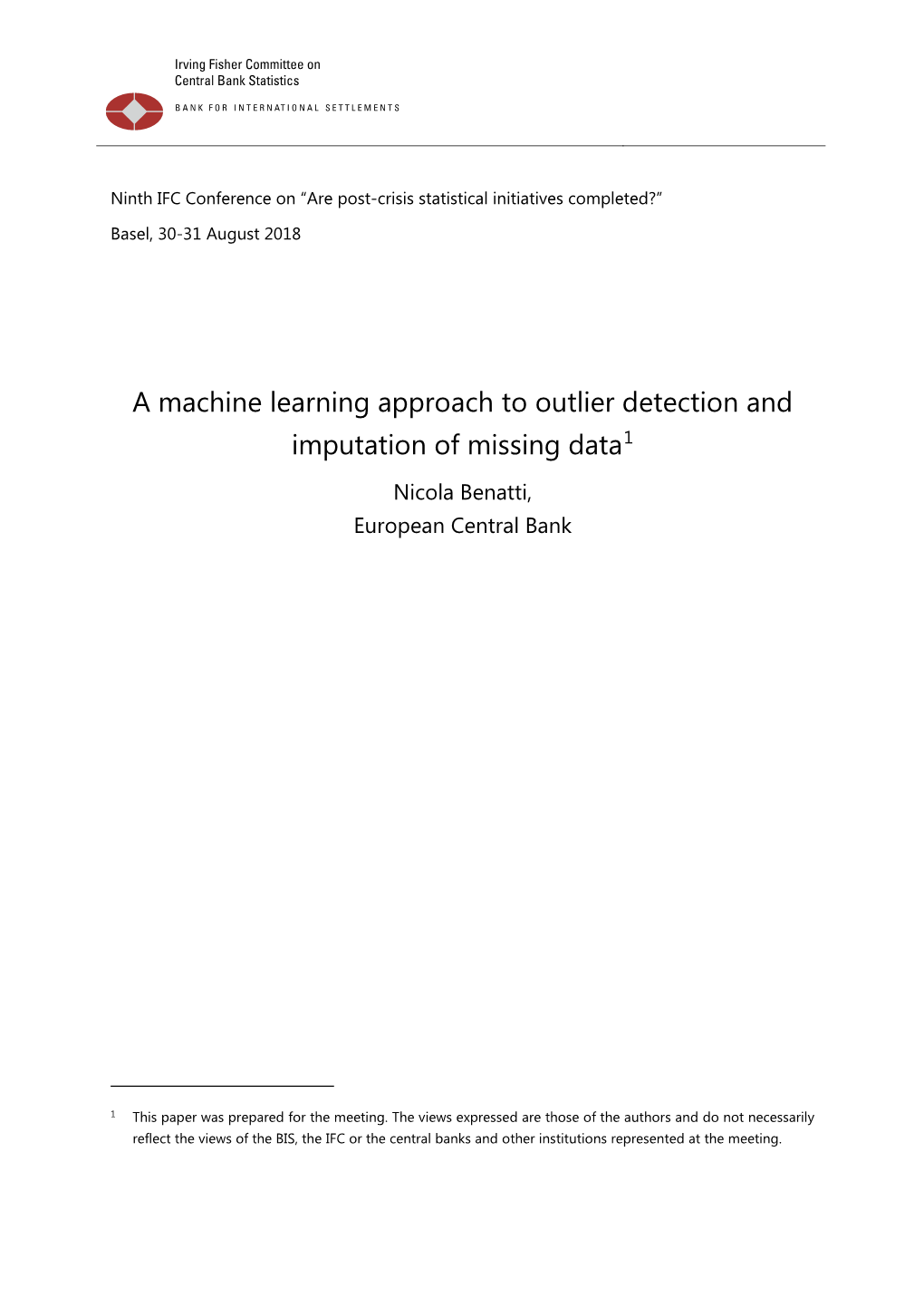 A Machine Learning Approach to Outlier Detection and Imputation of Missing Data1