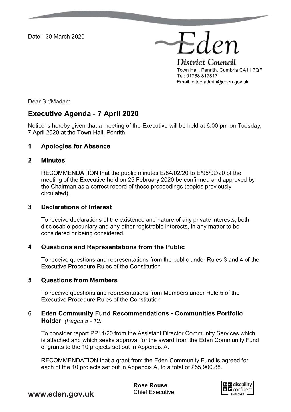 (Public Pack)Agenda Document for Executive, 07/04/2020 18:00
