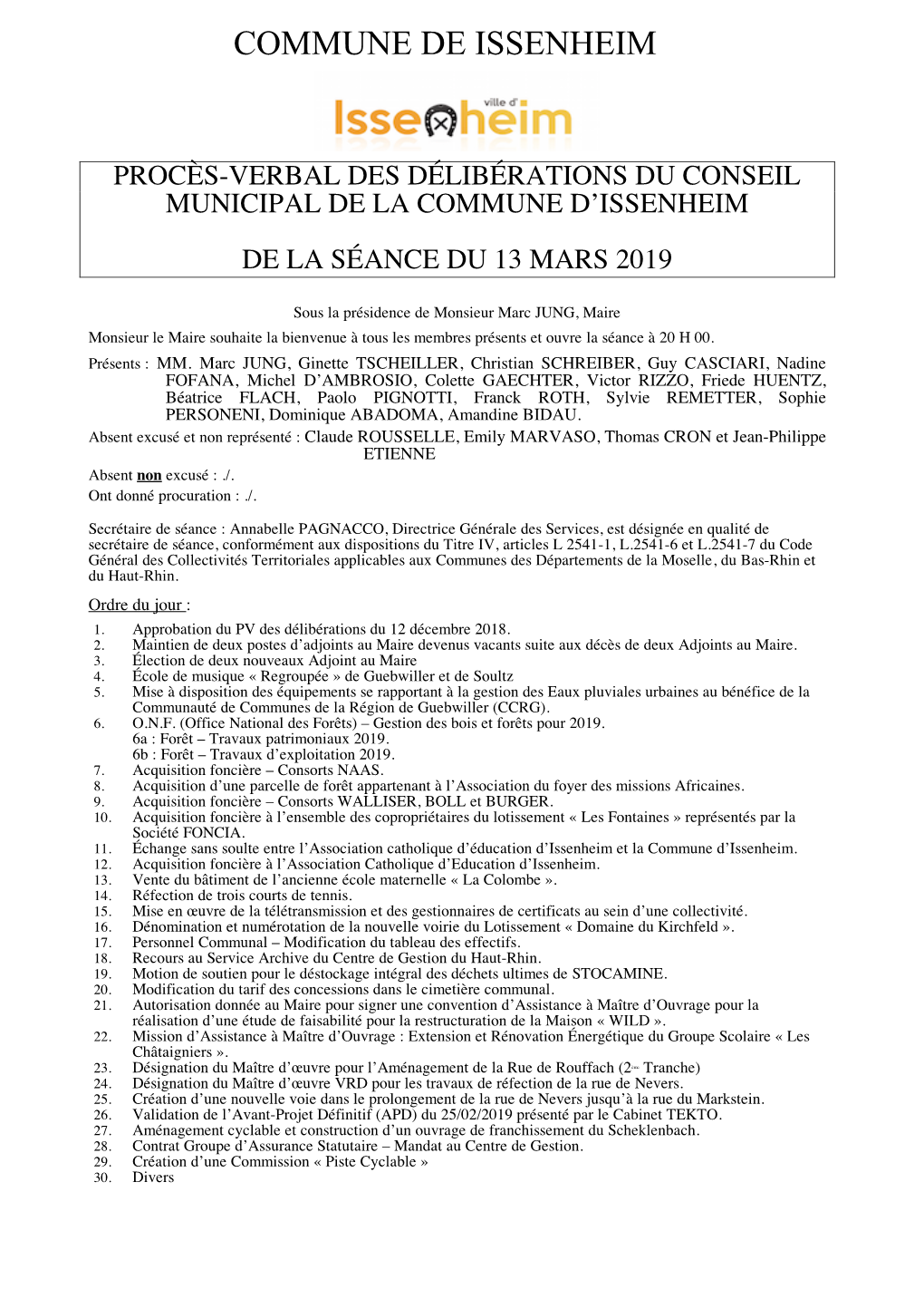 Compte Rendu Du 13 Mars 2019