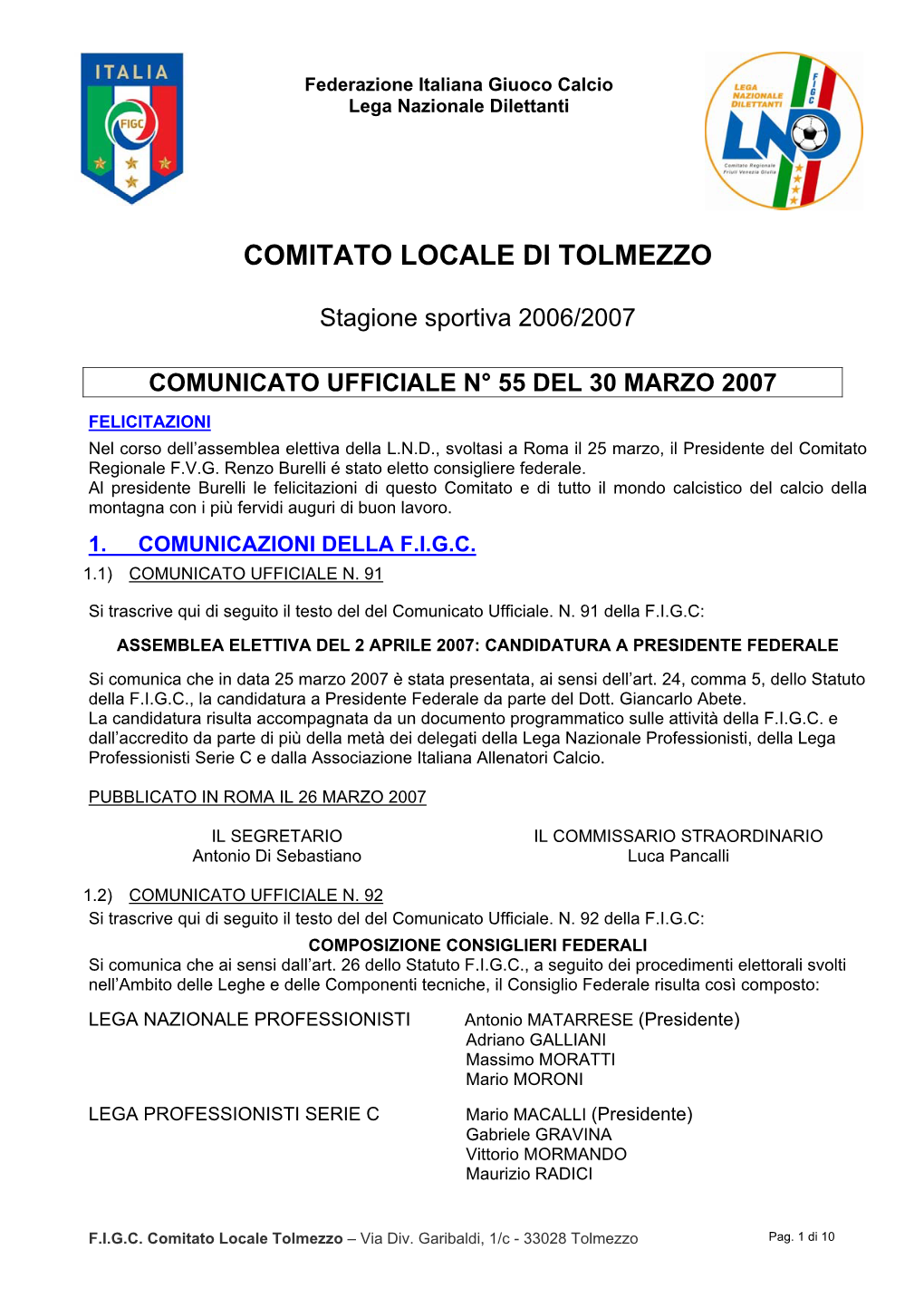 Comitato Locale Di Tolmezzo