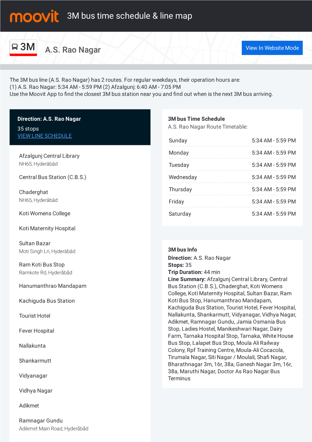 3M Bus Time Schedule & Line Route