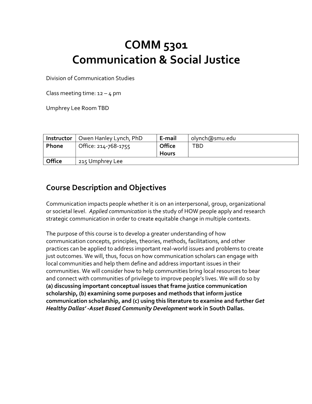 COMM 5301 Communication & Social Justice