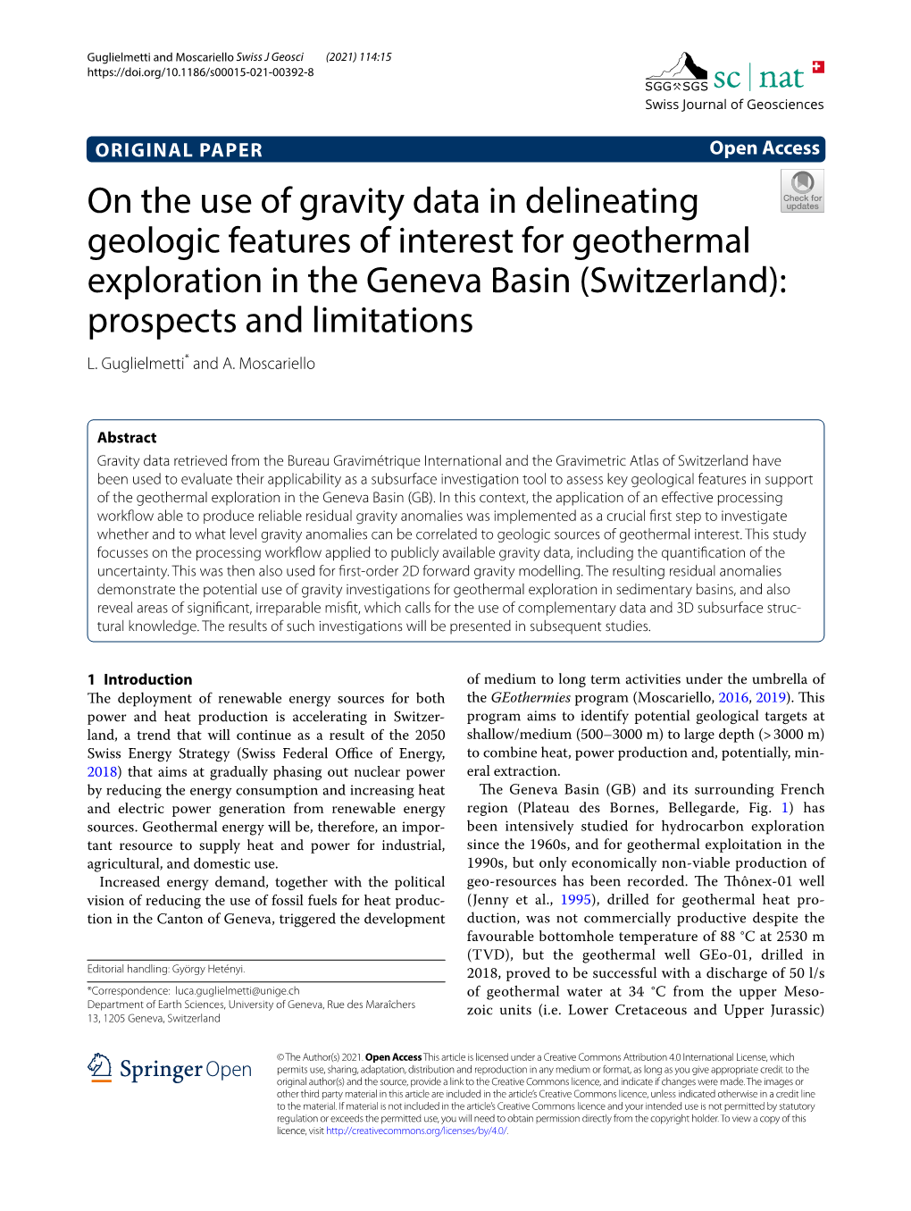 On the Use of Gravity Data in Delineating Geologic Features of Interest for Geothermal Exploration in the Geneva Basin (Switzerland): Prospects and Limitations L