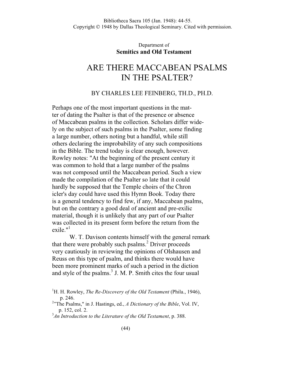 Are There Maccabean Psalms in the Psalter?