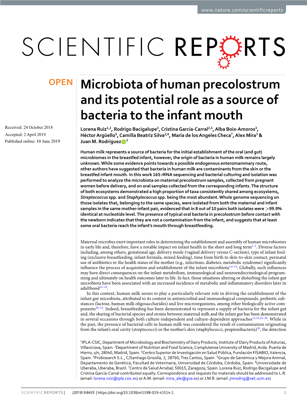 Microbiota of Human Precolostrum and Its Potential Role As a Source Of