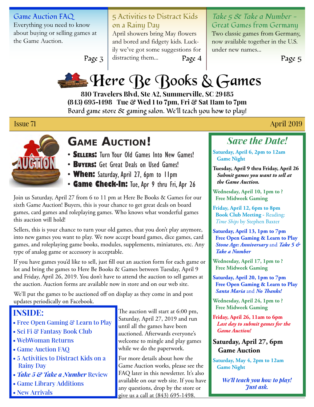 GAME AUCTION! Here Be Books & Games