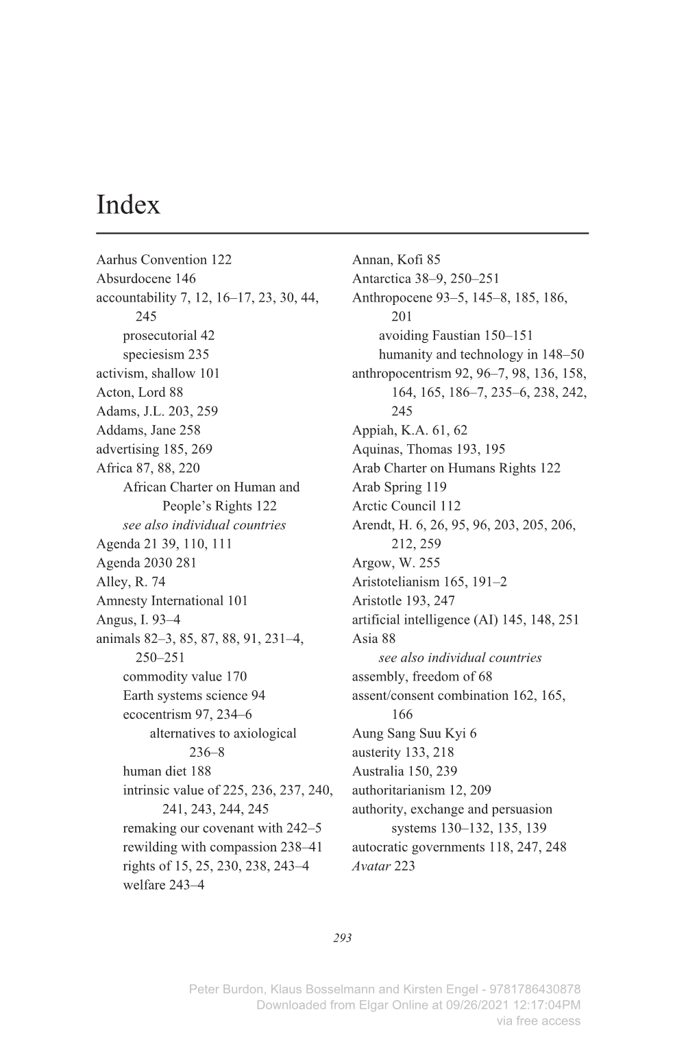 Aarhus Convention 122 Absurdocene 146 Accountability 7, 12, 16