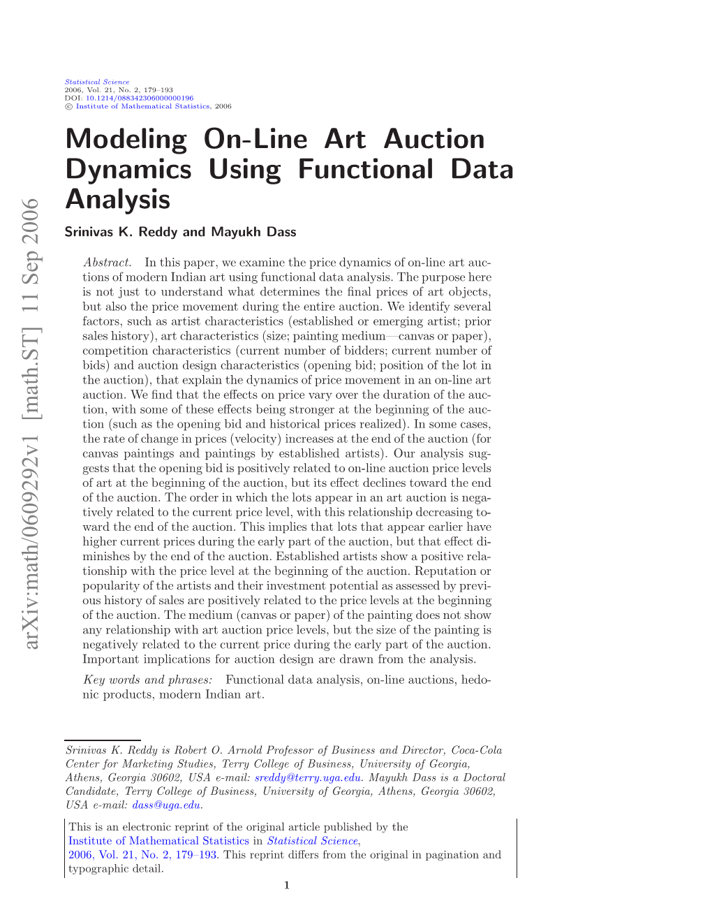 Modeling On-Line Art Auction Dynamics Using Functional Data