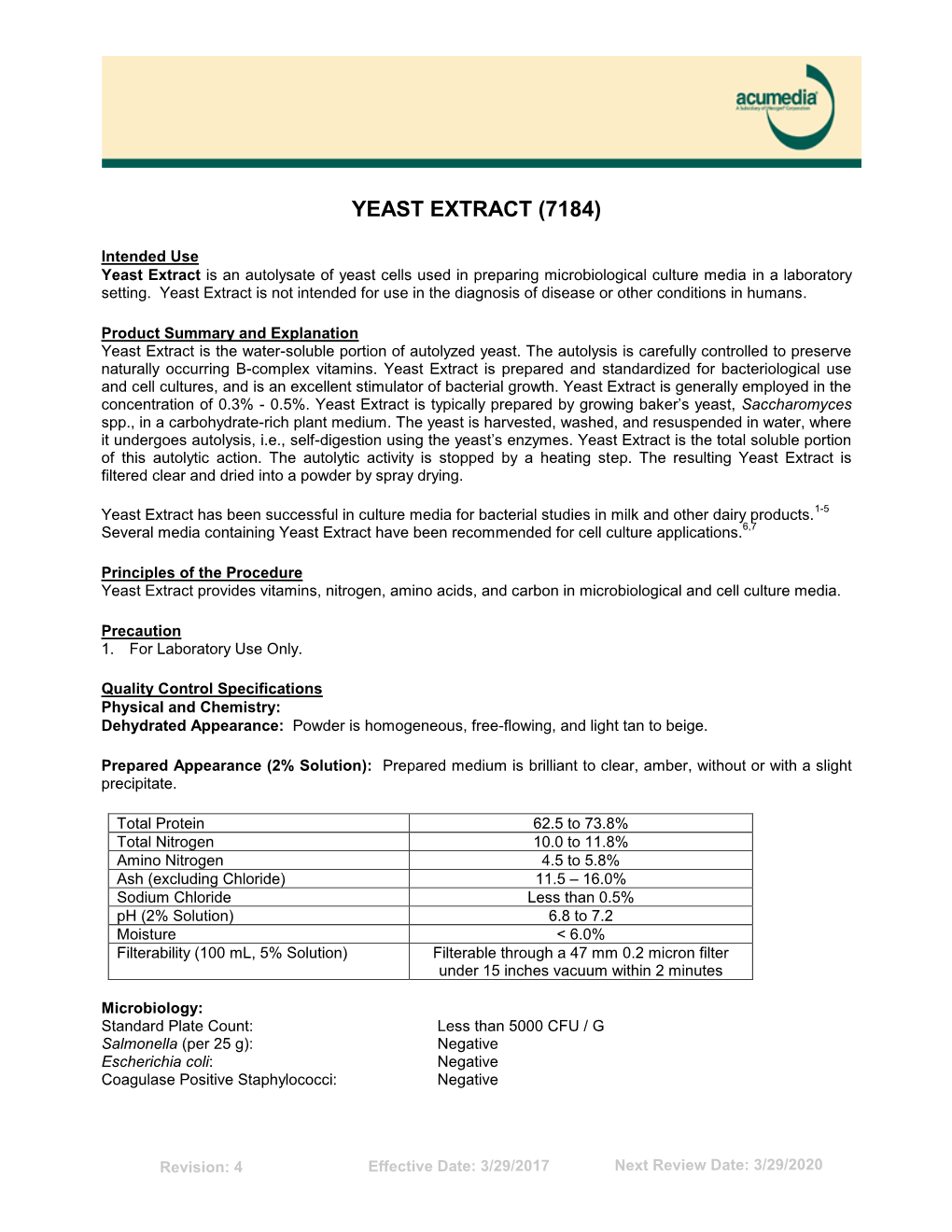 Yeast Extract, Product Information