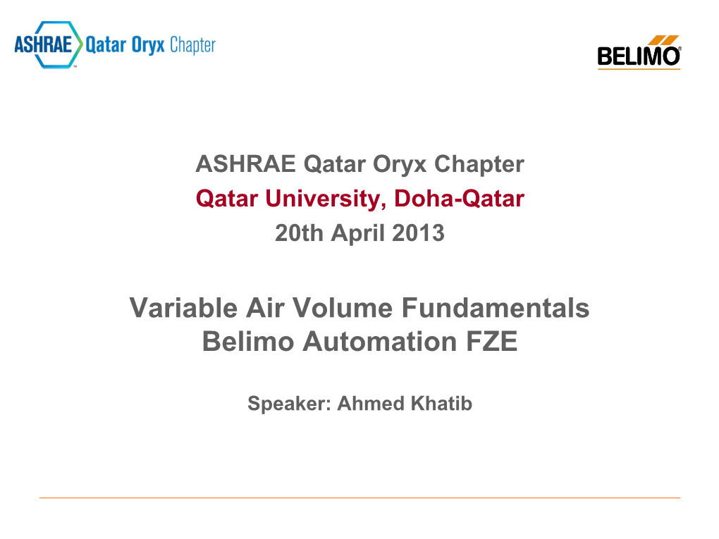 Variable Air Volume Fundamentals Belimo Automation FZE