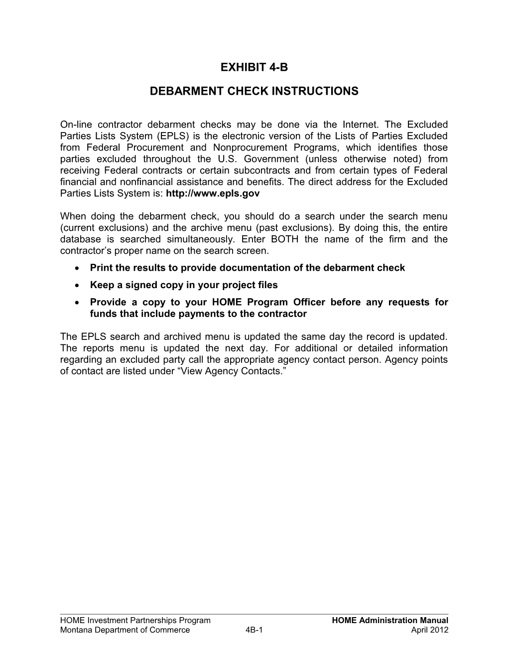 Debarment Check Instructions