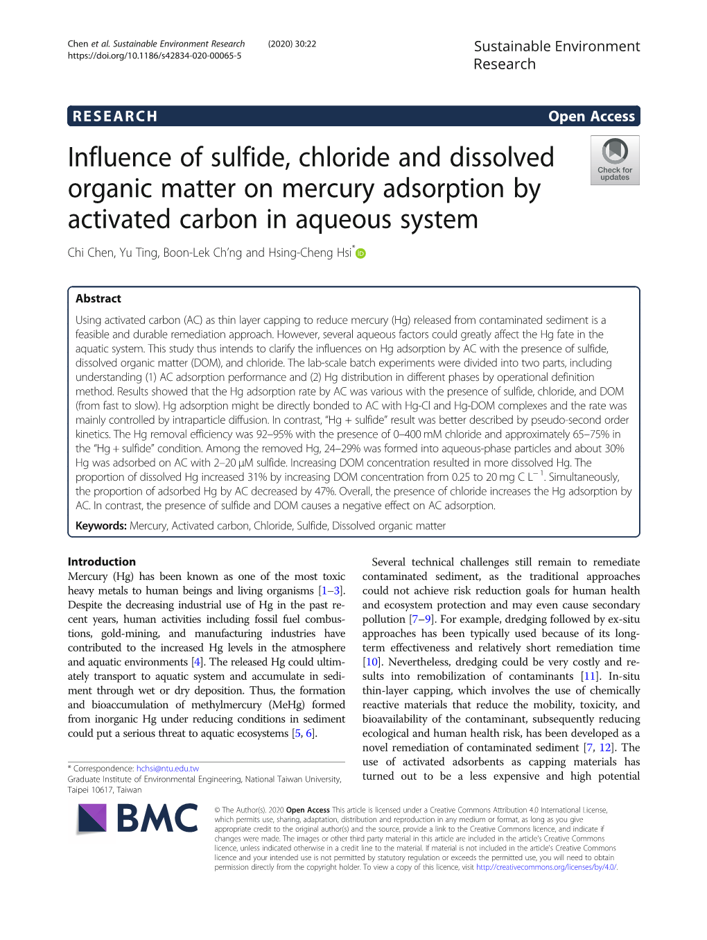 Influence of Sulfide, Chloride and Dissolved Organic Matter On