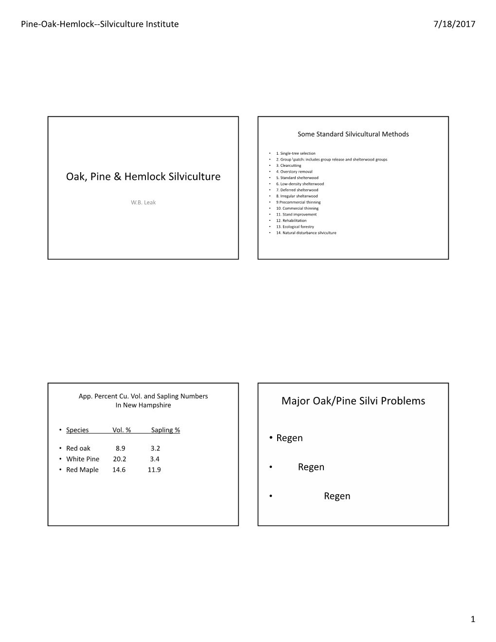 Oak, Pine & Hemlock Silviculture