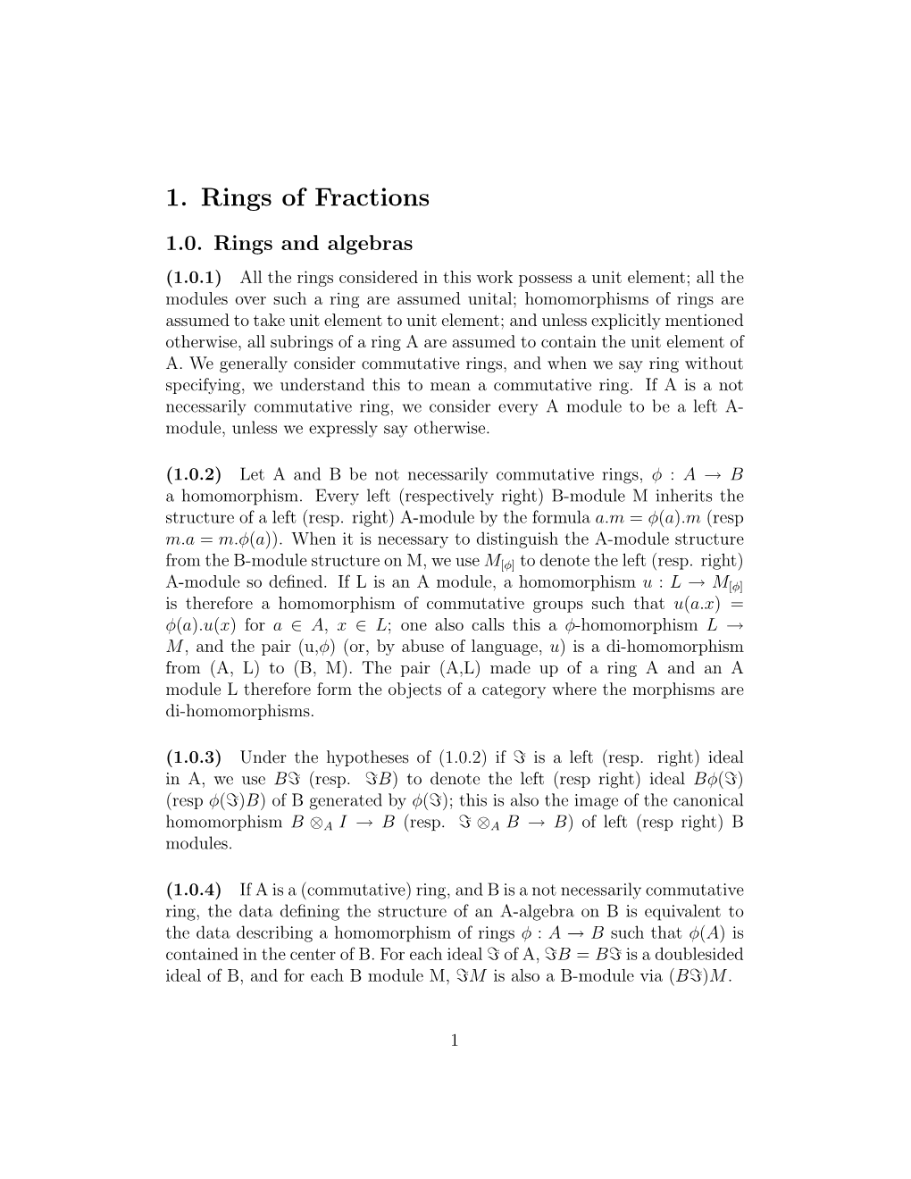 1. Rings of Fractions