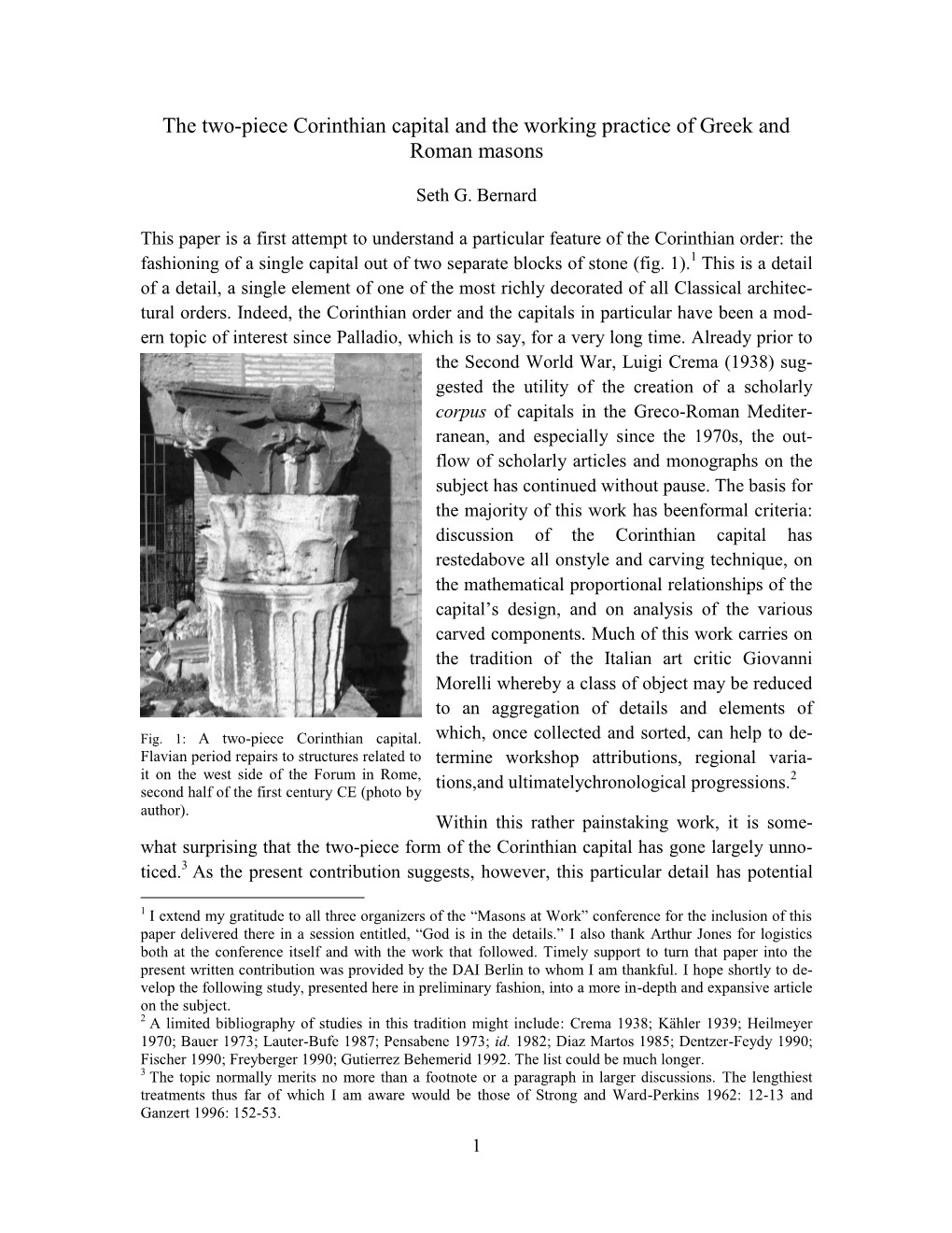 The Two-Piece Corinthian Capital and the Working Practice of Greek and Roman Masons