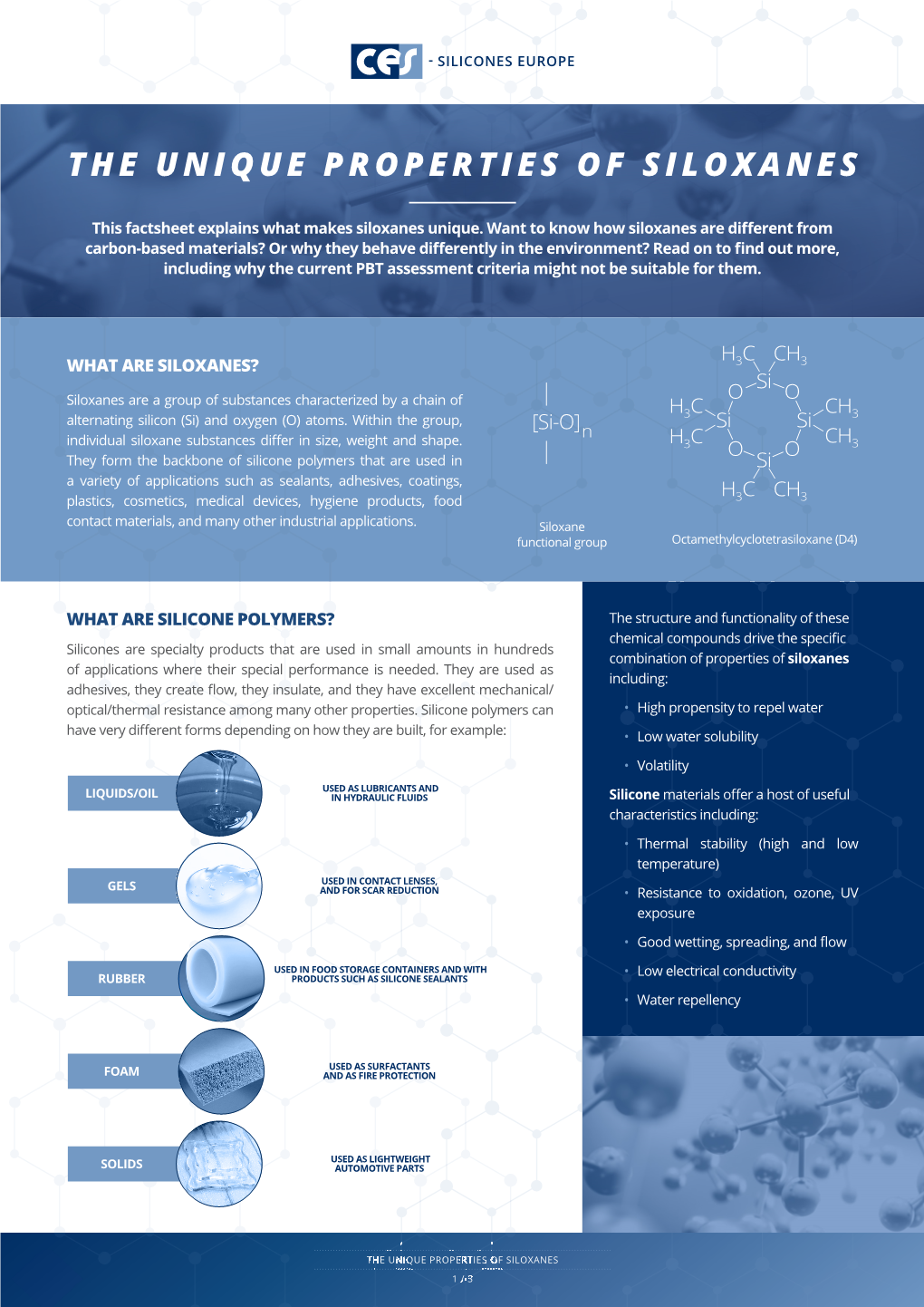 The Unique Properties of Siloxanes