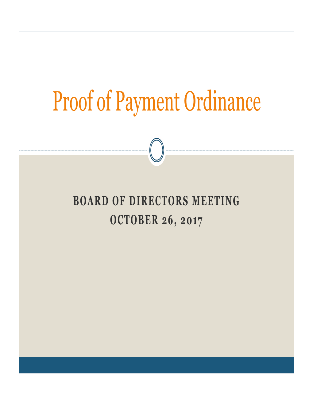 Proof of Payment Ordinance