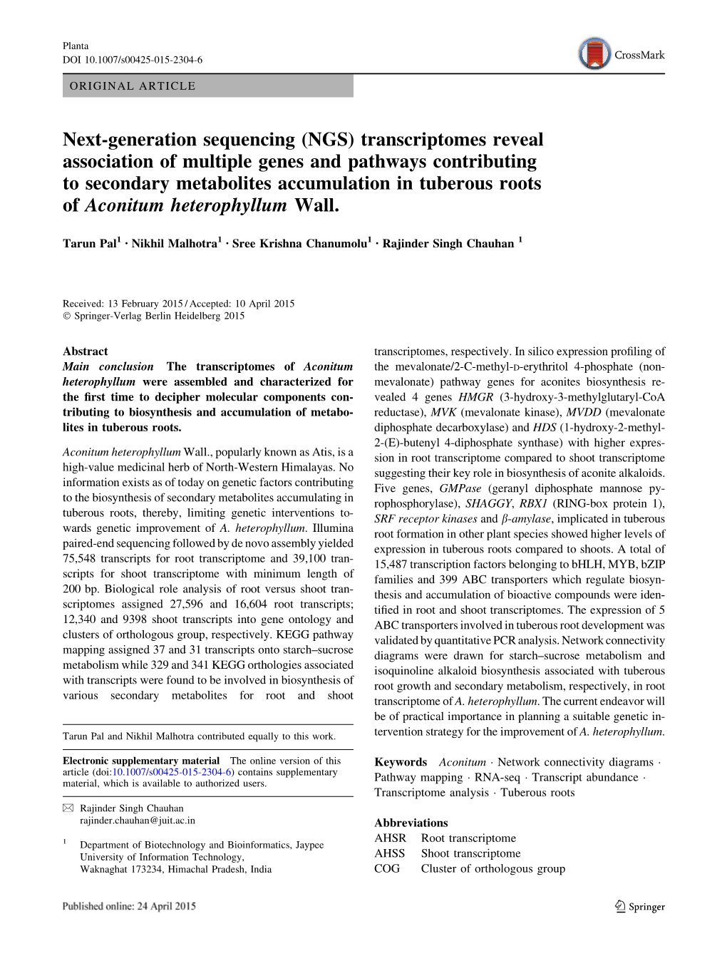 Next-Generation Sequencing (NGS) Transcriptomes Reveal Association Of