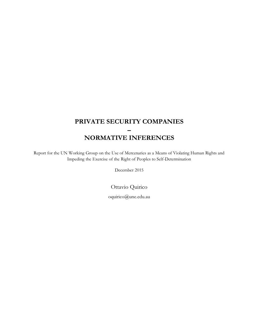 Private Security Companies – Normative Inferences