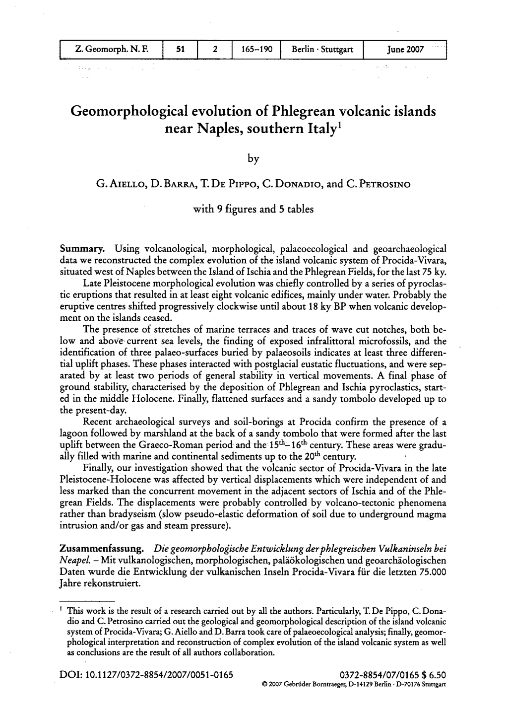 Geomorphological Evolution of Phlegrean Volcanic Islands Near Naples, Southern Italy1