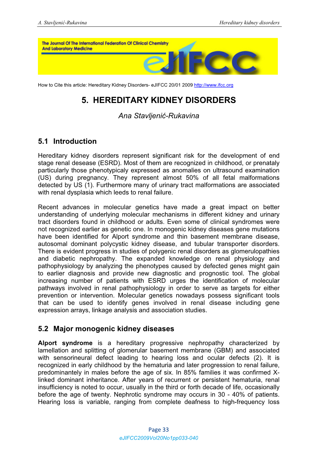 Hereditary Kidney Disorders