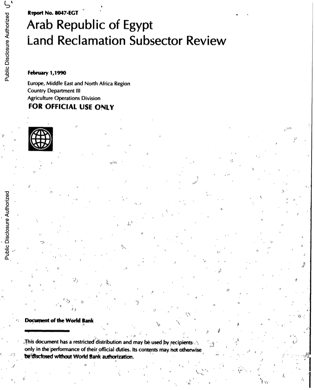 Arab Republic of Egypt Land Reclamation Subsector Review