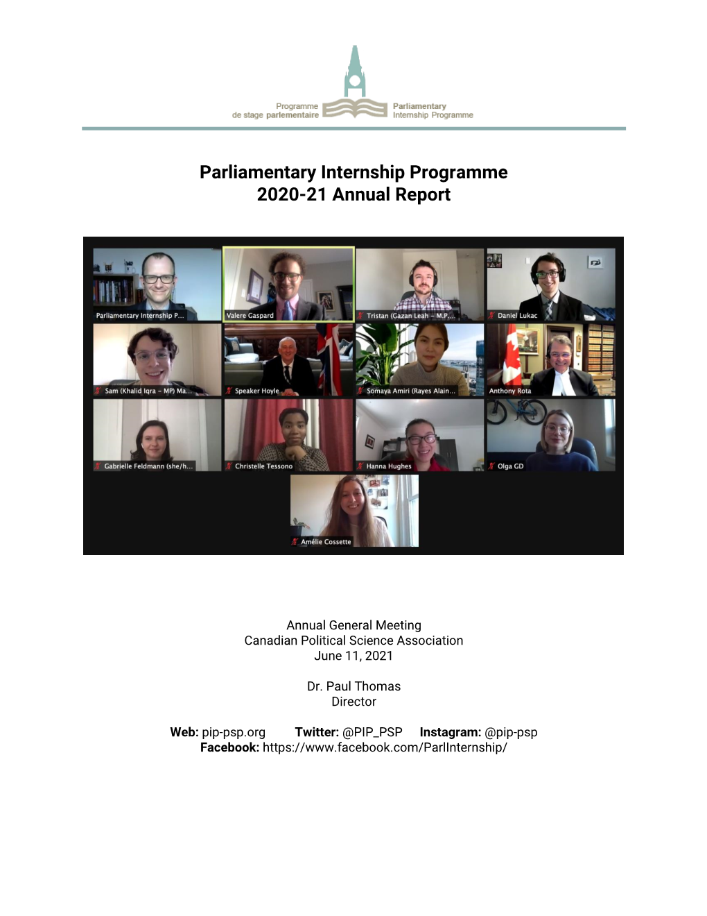 Parliamentary Internship Programme 2020-21 Annual Report