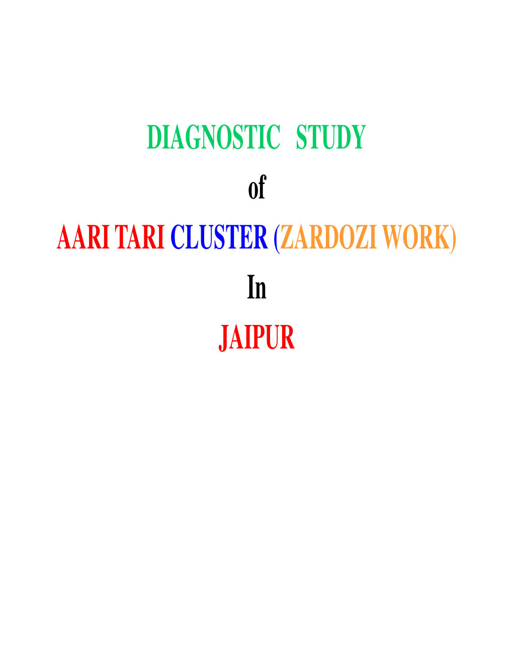 DIAGNOSTIC STUDY of AARI TARI CLUSTER (ZARDOZI WORK)