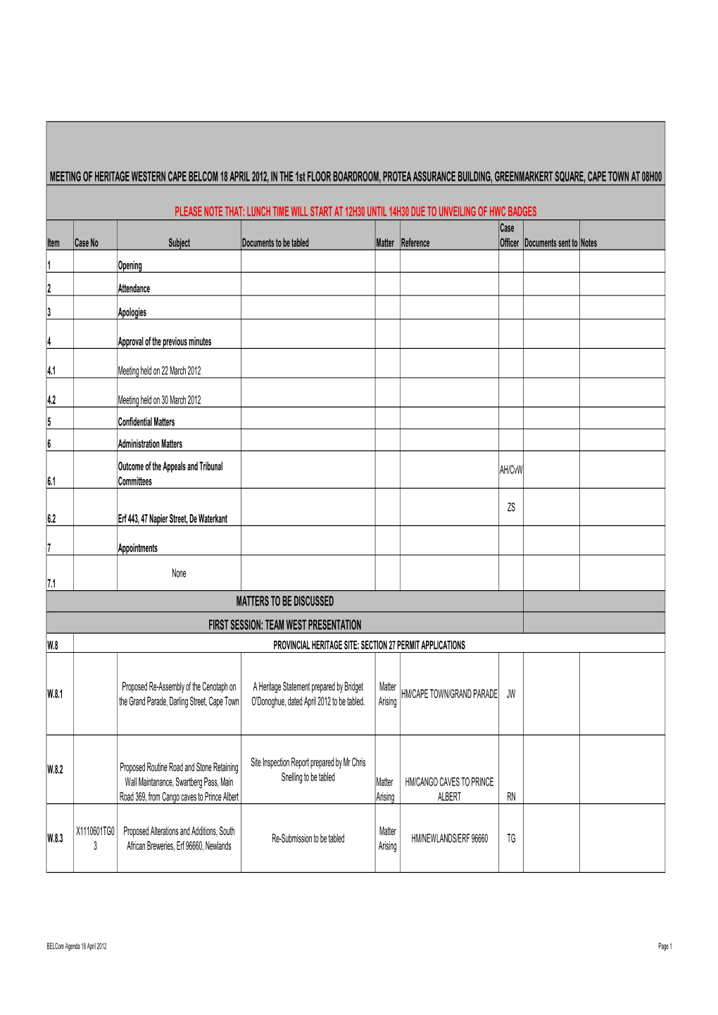 Final Belcom Agenda 18 April 2012